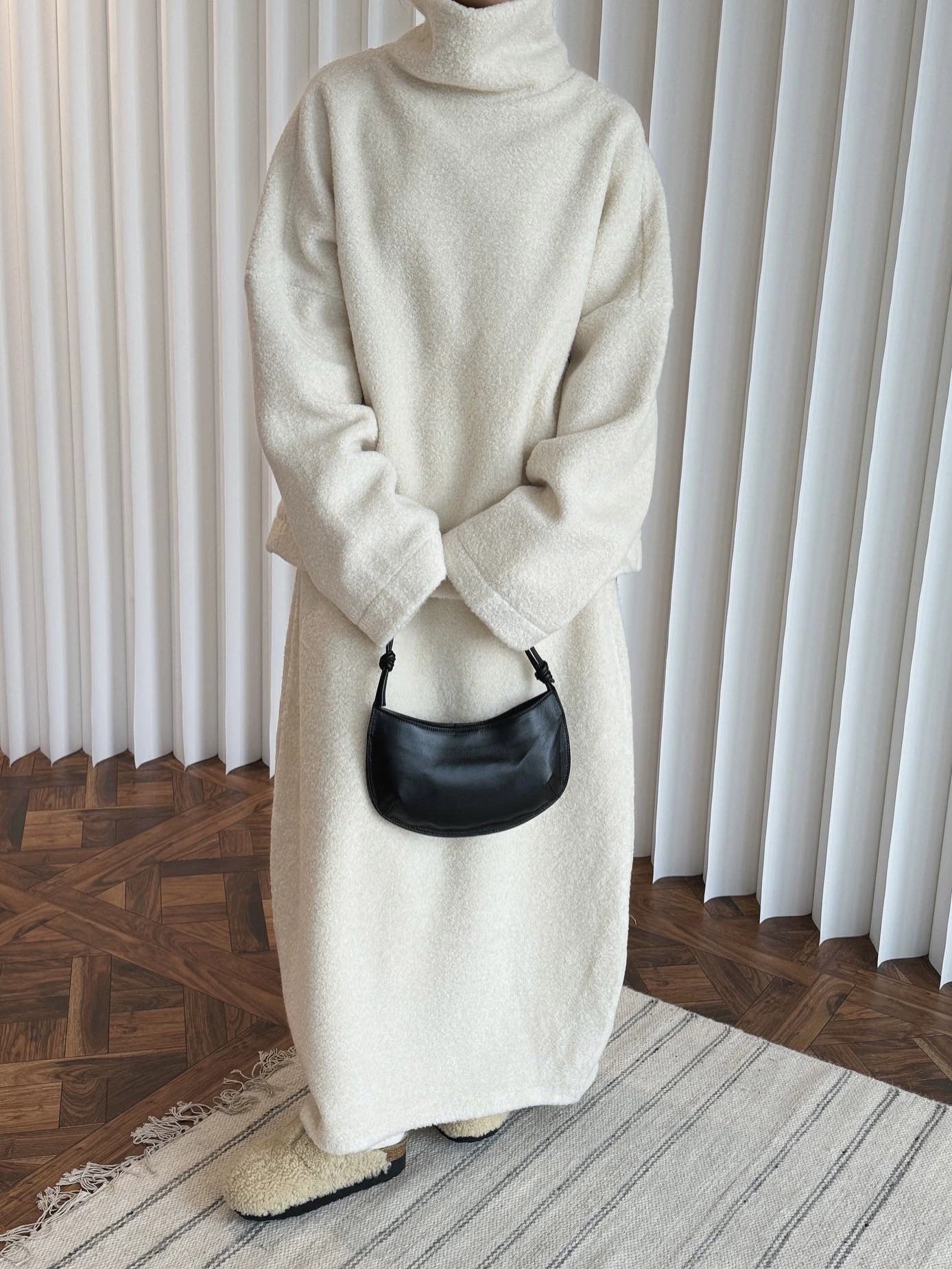 ハイネック羊羔毛オーバーサイズプルオーバー(tG-#23>ID)