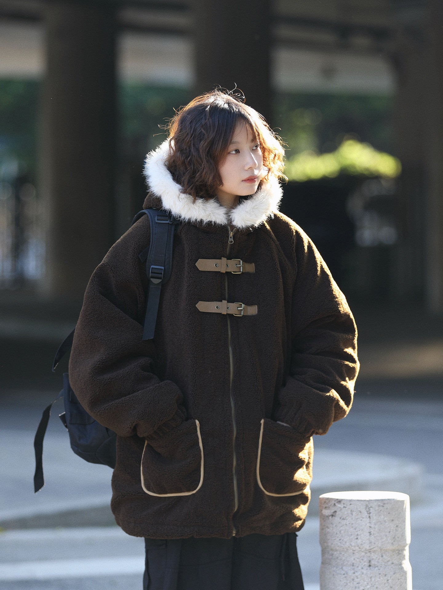 冬の羊ボアフードジャケット（CZ370）