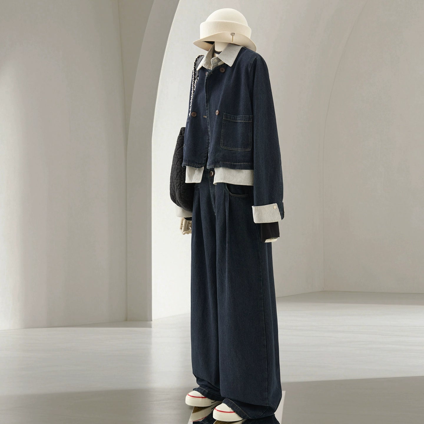 デニム×ストライプ切り替えセットアップ（別売り）（CZ057）