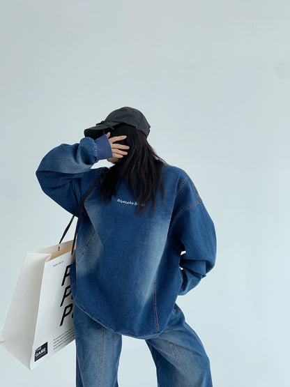 デニムウォッシュスウェット｜重厚ウォッシュ加工×ストリート（MF294）