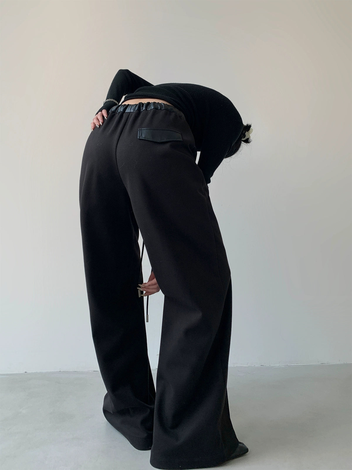 高級感レザーベルト切替ワイドスラックス(CZ329)