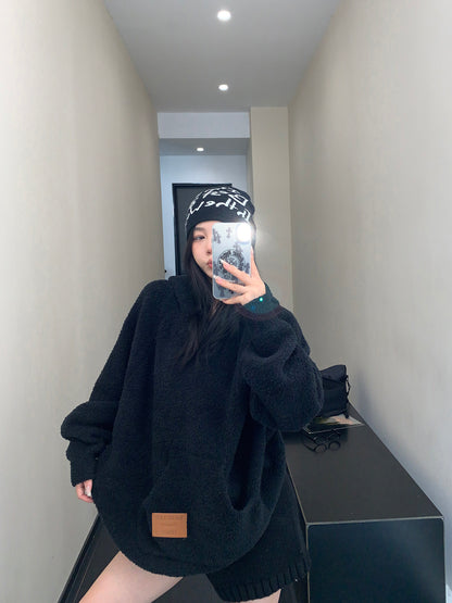 ソフトニット 加厚 オーバーサイズ フーディニット（AVN065）