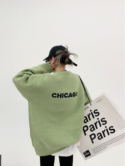 CHICAGO刺繍 重磅オーバーサイズニット（厚手）（AVN055）