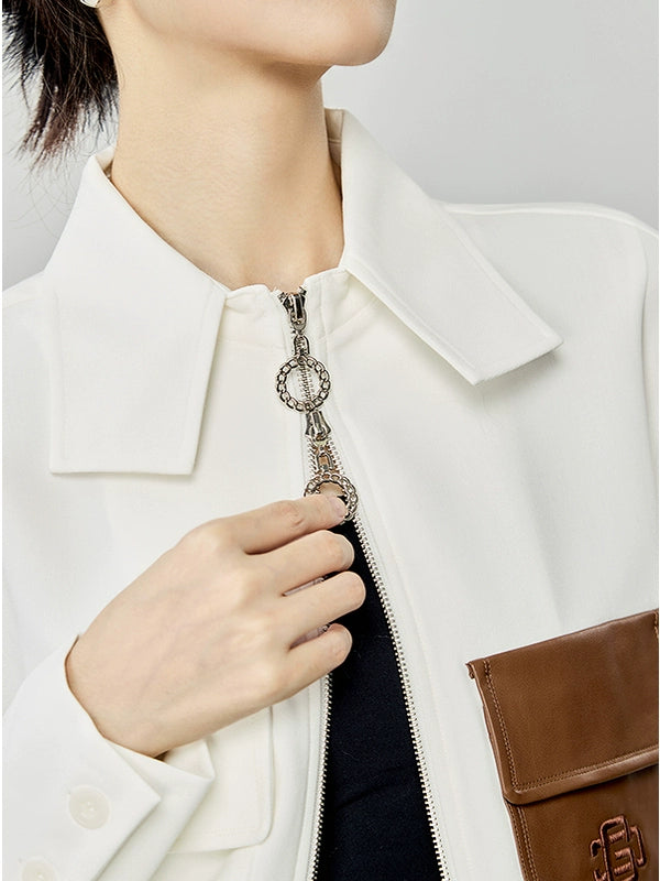 バイカラーポケット アシンメトリーシャツジャケット（CZ010）