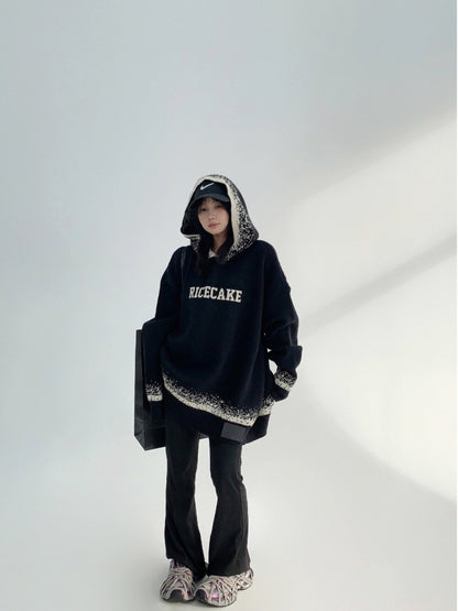 AVYN 慵懒ムード 高級感オーバーサイズ フード付きニットプルオーバー（AVN045）