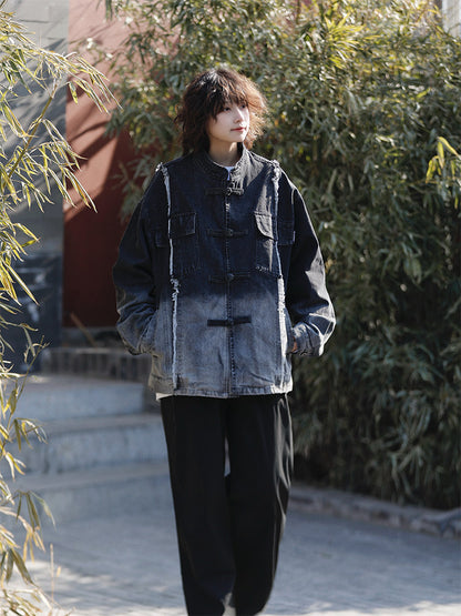 ヴィンテージ切替デニム・ユニセックスジャケット（CZ403）