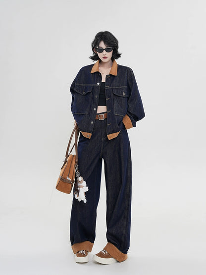 ツートーンデニムジャケット・パンツ｜韓系ヴィンテージスタイル（CZ109）