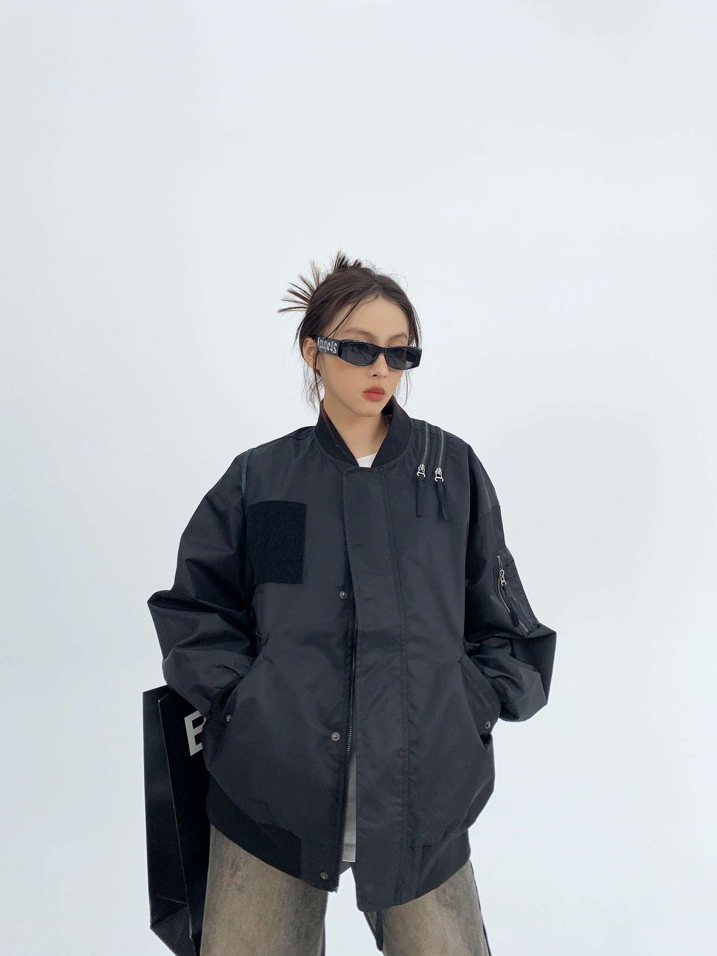 アメリカン廓形 オーバーサイズ ボンバージャケット（ジップ）（AVN070）