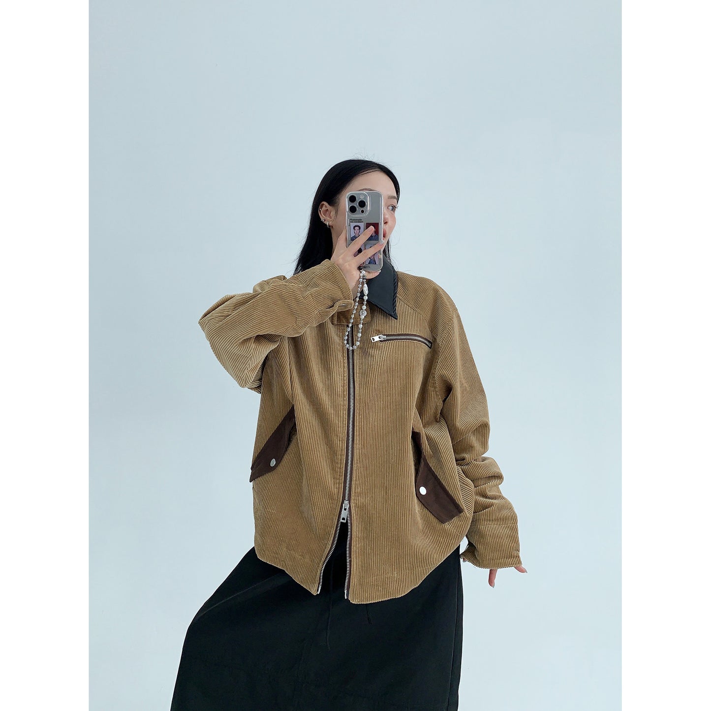 美式バーン風 コーデュロイ短丈ジャケット（AVN075）