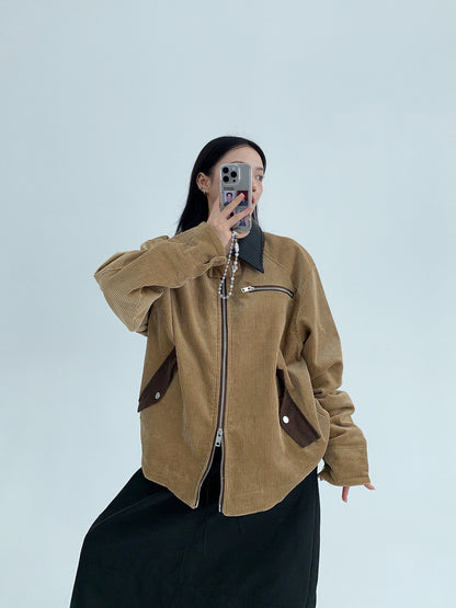 美式バーン風 コーデュロイ短丈ジャケット（AVN075）