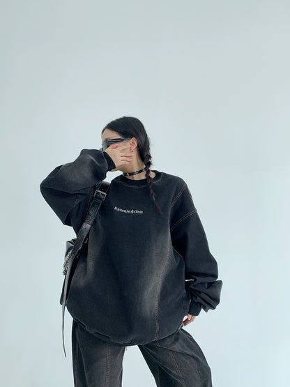 デニムウォッシュスウェット｜重厚ウォッシュ加工×ストリート（MF294）