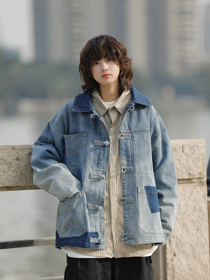 春秋デニム×盤扣チャイナジャケット（CAJ009）