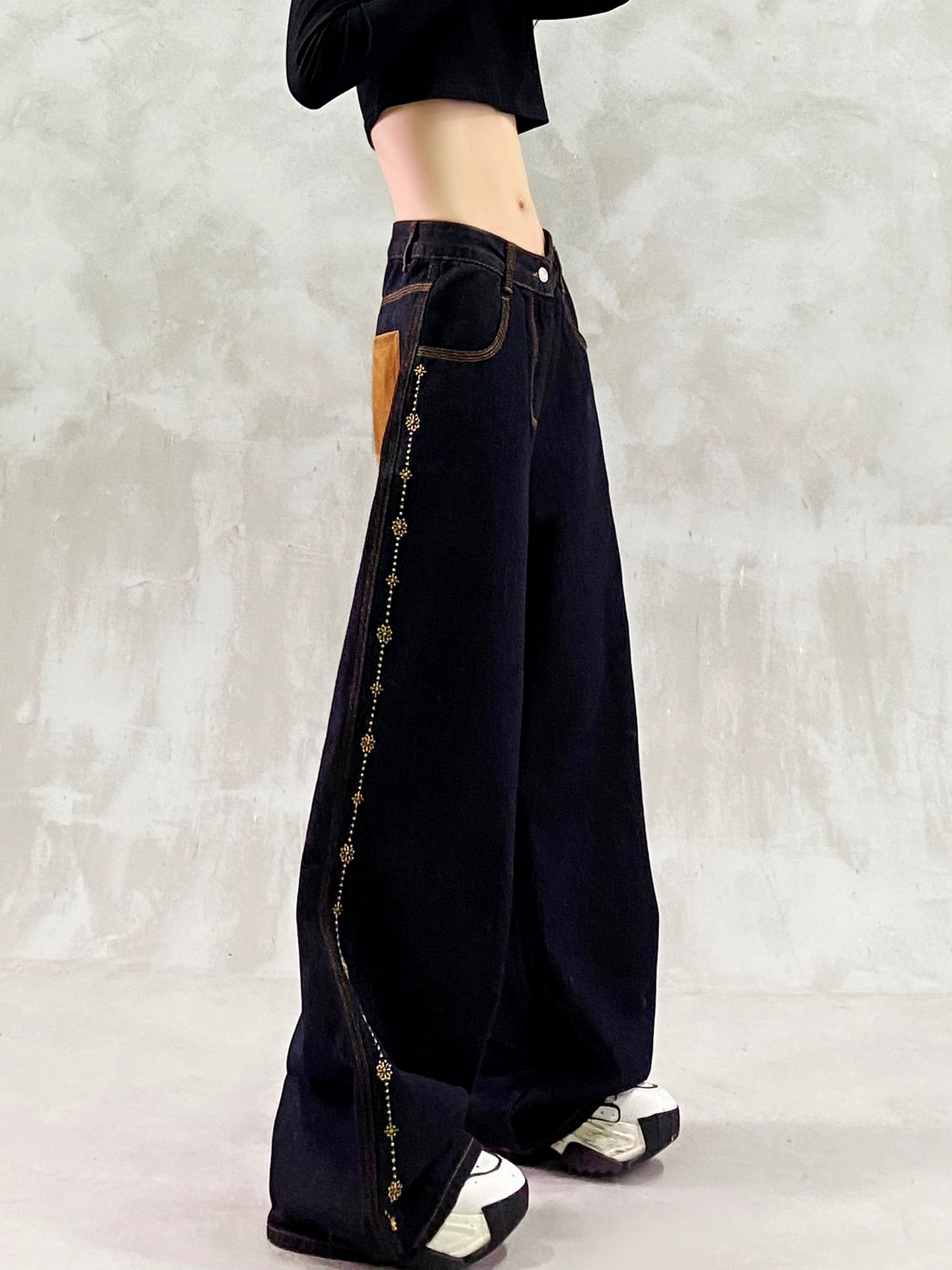 バイカラーポケット ハイウエストデニム（CZ006）