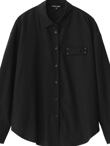 デザインブラックシャツ｜高級感 黒シャツ(MF938)