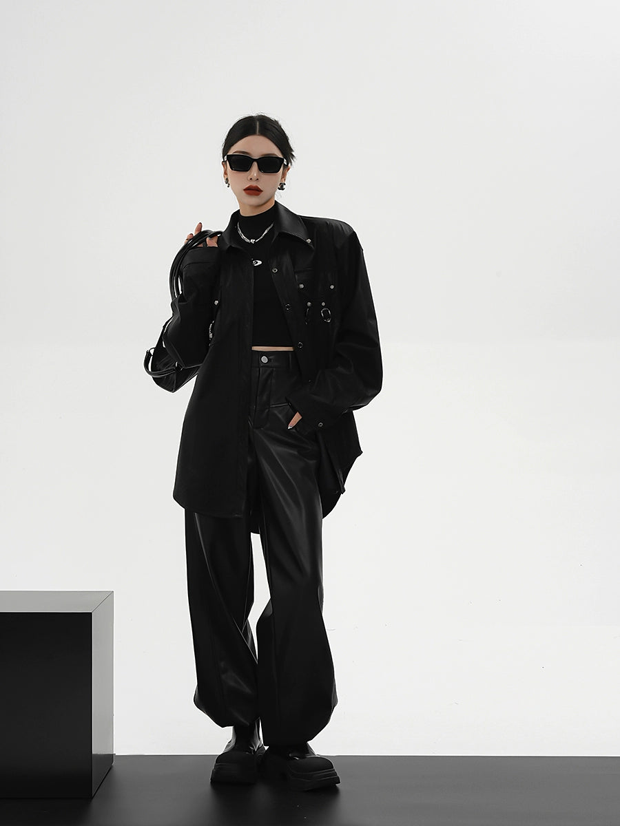 レザーシャツジャケット｜オーバーサイズ デザインシャツ(CZ198)