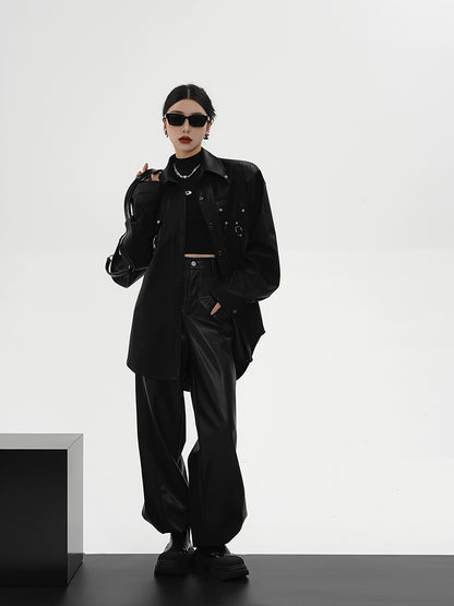 レザーシャツジャケット｜オーバーサイズ デザインシャツ(CZ198)