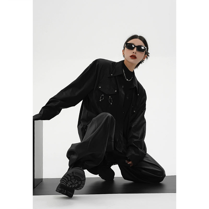 レザーシャツジャケット｜オーバーサイズ デザインシャツ(CZ198)