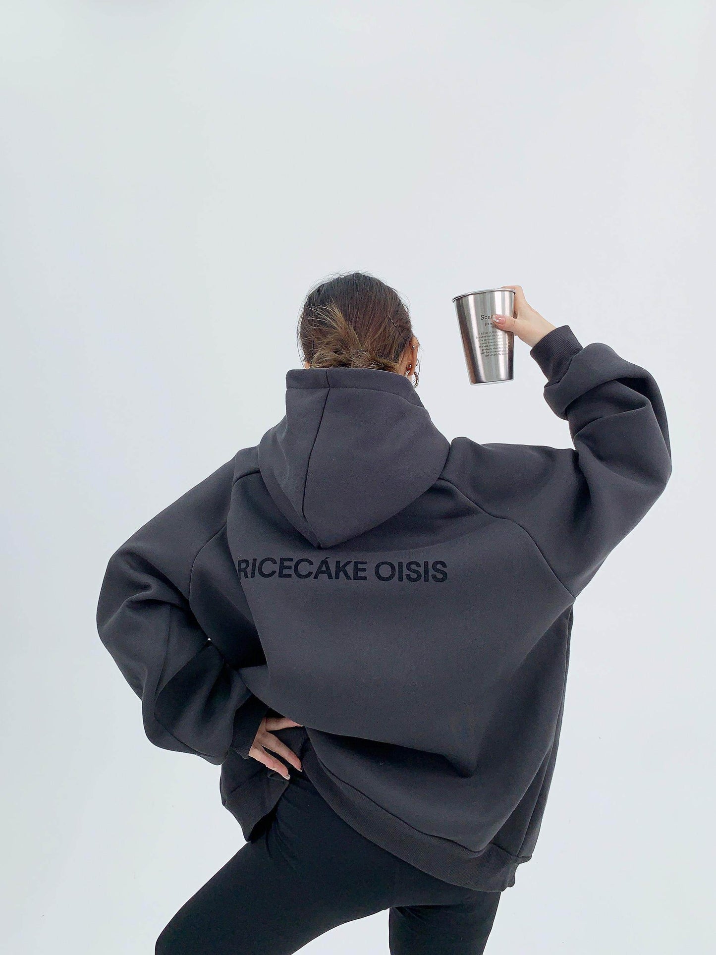 オーバーサイズ 裏起毛フーディ（植毛プリント）（AVN057）