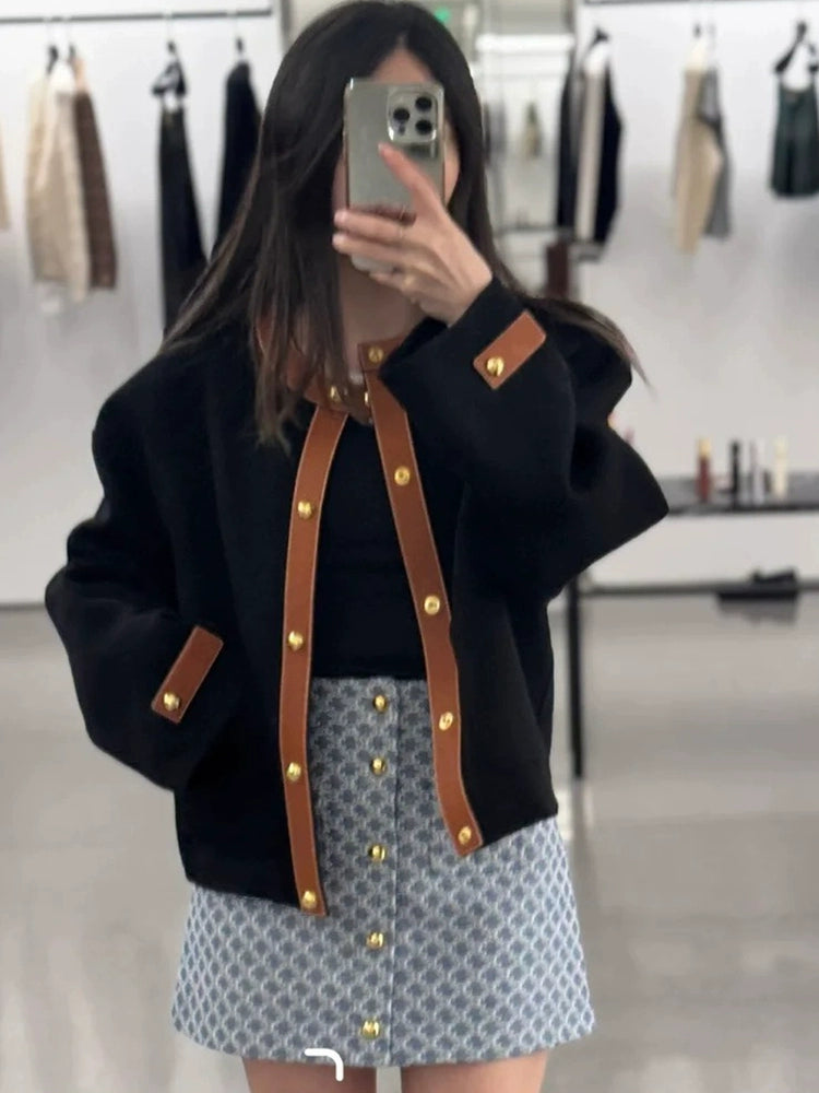 ラウンドネックショートコート（HU926）