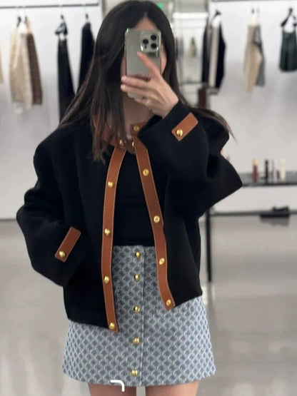 ラウンドネックショートコート（HU926）