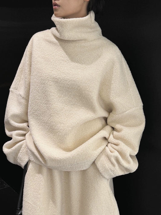 ハイネック羊羔毛オーバーサイズプルオーバー(tG-#23>ID)