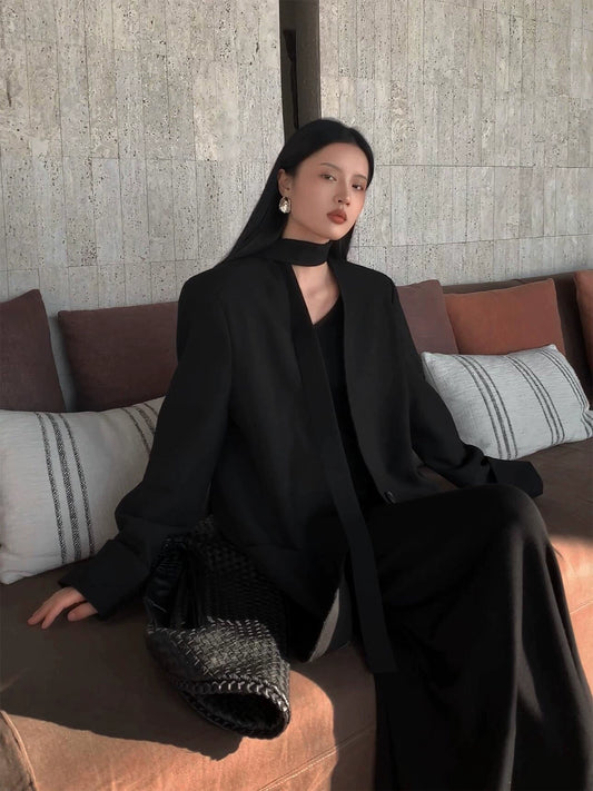 高級感ブラックテーラードジャケット(MF287)