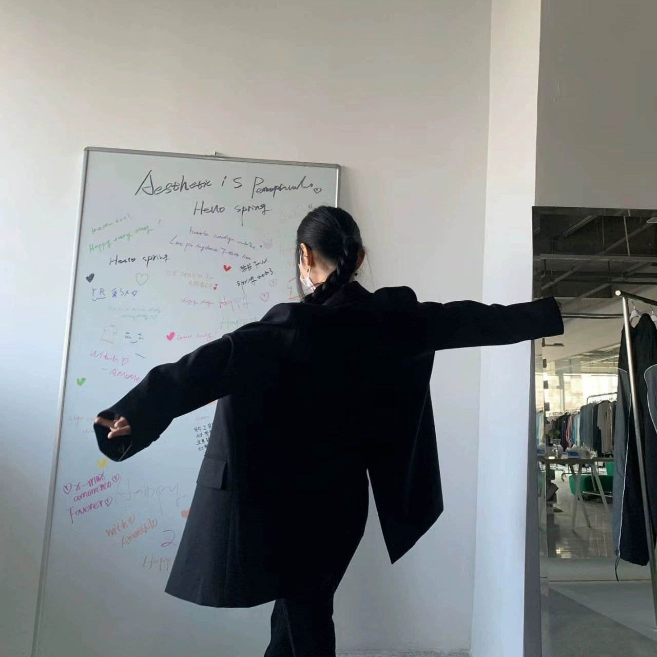 開きスリットデザインブラックジャケット(CZ193)