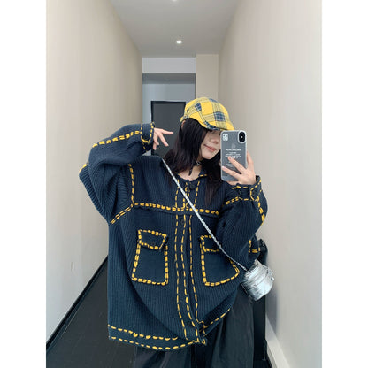 ヴィンテージハンドステッチ風ニットジャケット(MF295)