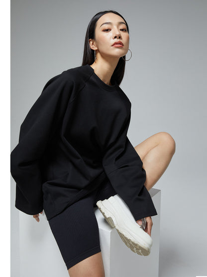 羊角スリーブデザイン 長袖ゆるTシャツ（AVN022）