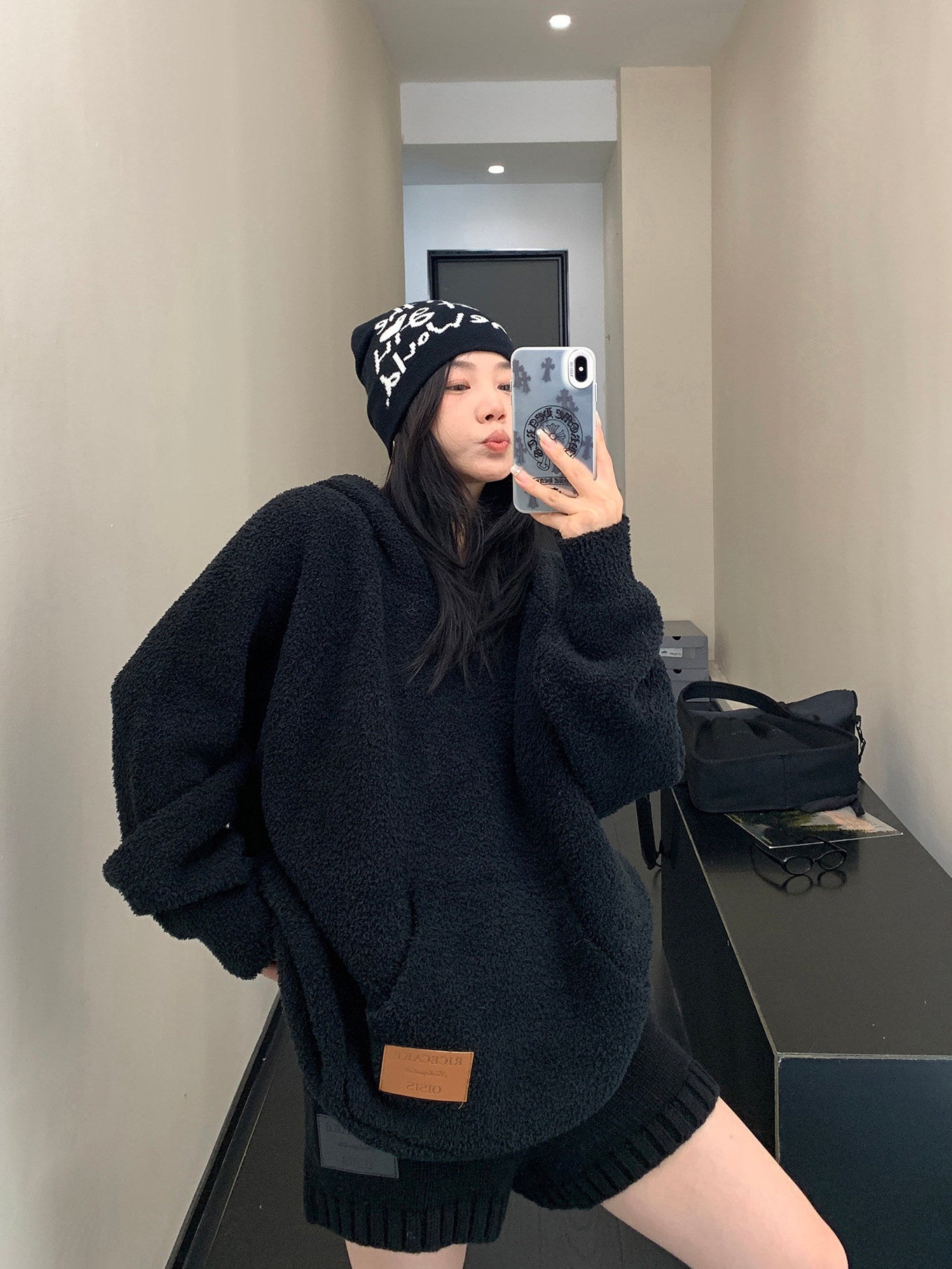 ソフトニット 加厚 オーバーサイズ フーディニット（AVN065）