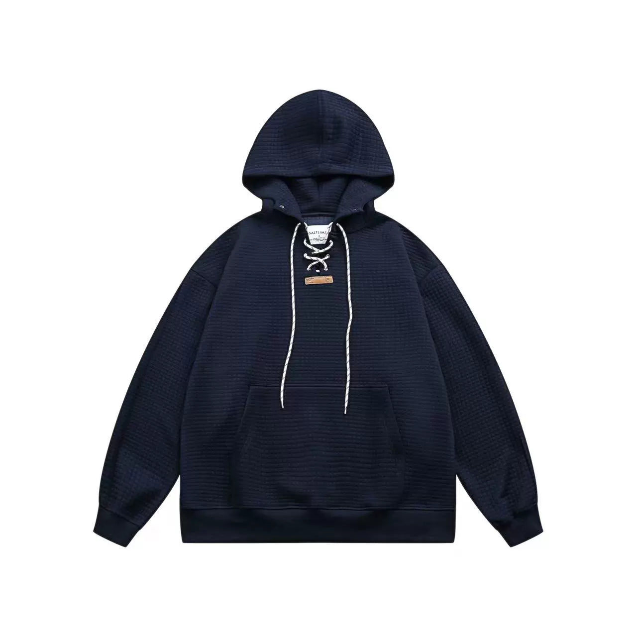 日系ワッフル華夫格 加厚レースアップフーディー（HY028））