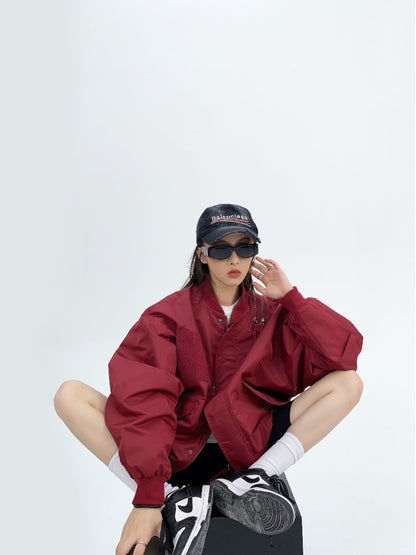 アメリカン廓形 オーバーサイズ ボンバージャケット（ジップ）（AVN070）