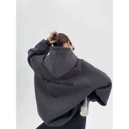 オーバーサイズ 裏起毛フーディ（植毛プリント）（AVN057）