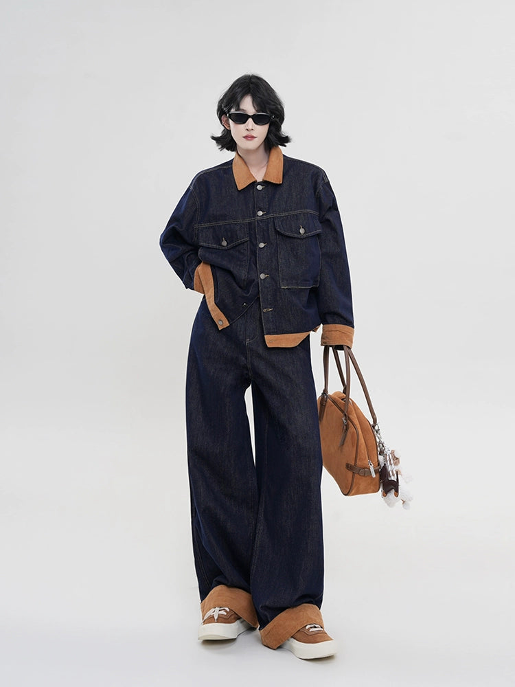 ツートーンデニムジャケット・パンツ｜韓系ヴィンテージスタイル（CZ109）