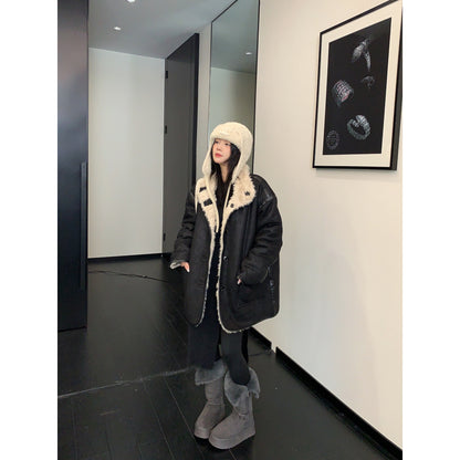 復古両面着用ムートン風ボア加厚コート（AVN066）