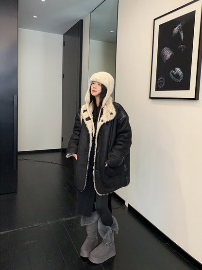 復古両面着用ムートン風ボア加厚コート（AVN066）