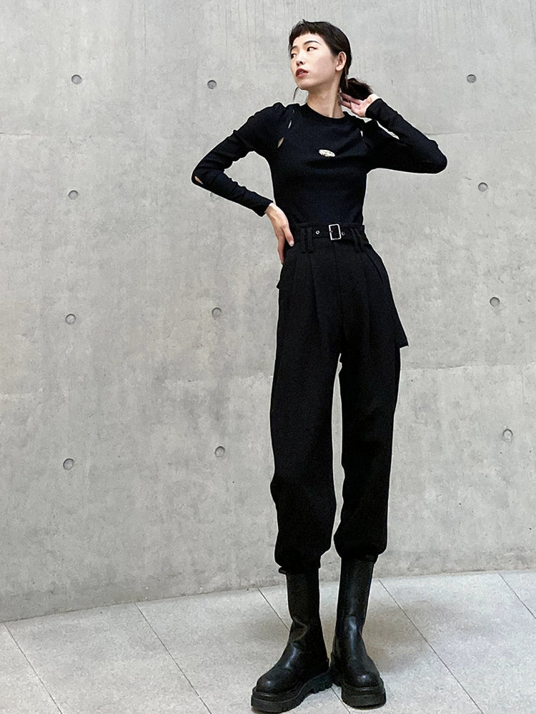 高腰ハイベルトジョガースラックス(CA381-2)