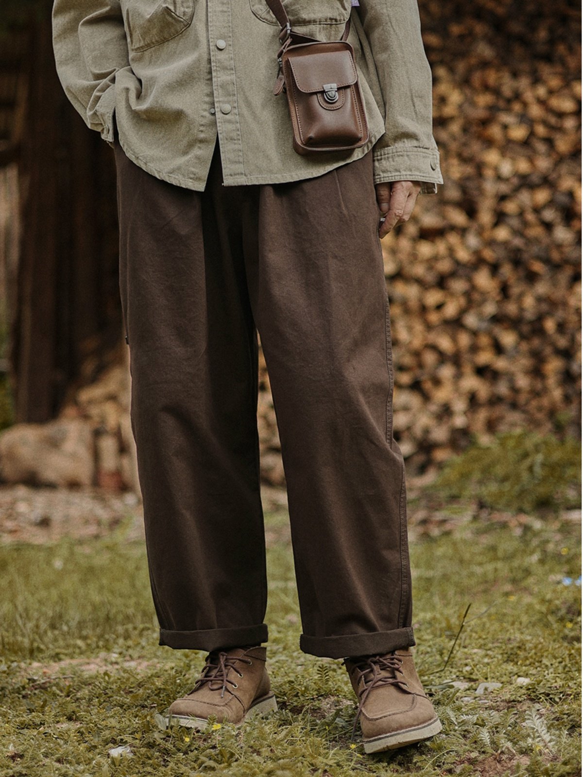 日系レトロ・ワイドテーパード工装パンツ（AVN003）