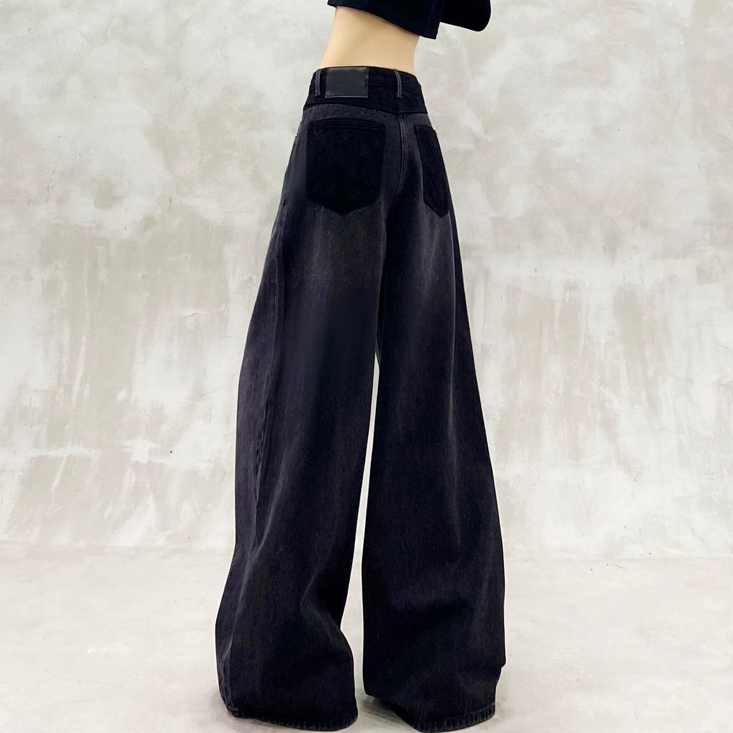 レースポケット切替デニムワイドパンツ｜ストリートモード(HU287)