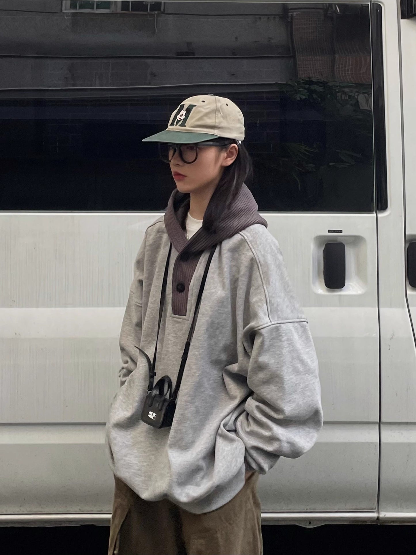 日系レトロ・ワッフル薄起毛フーディ（AVN004）