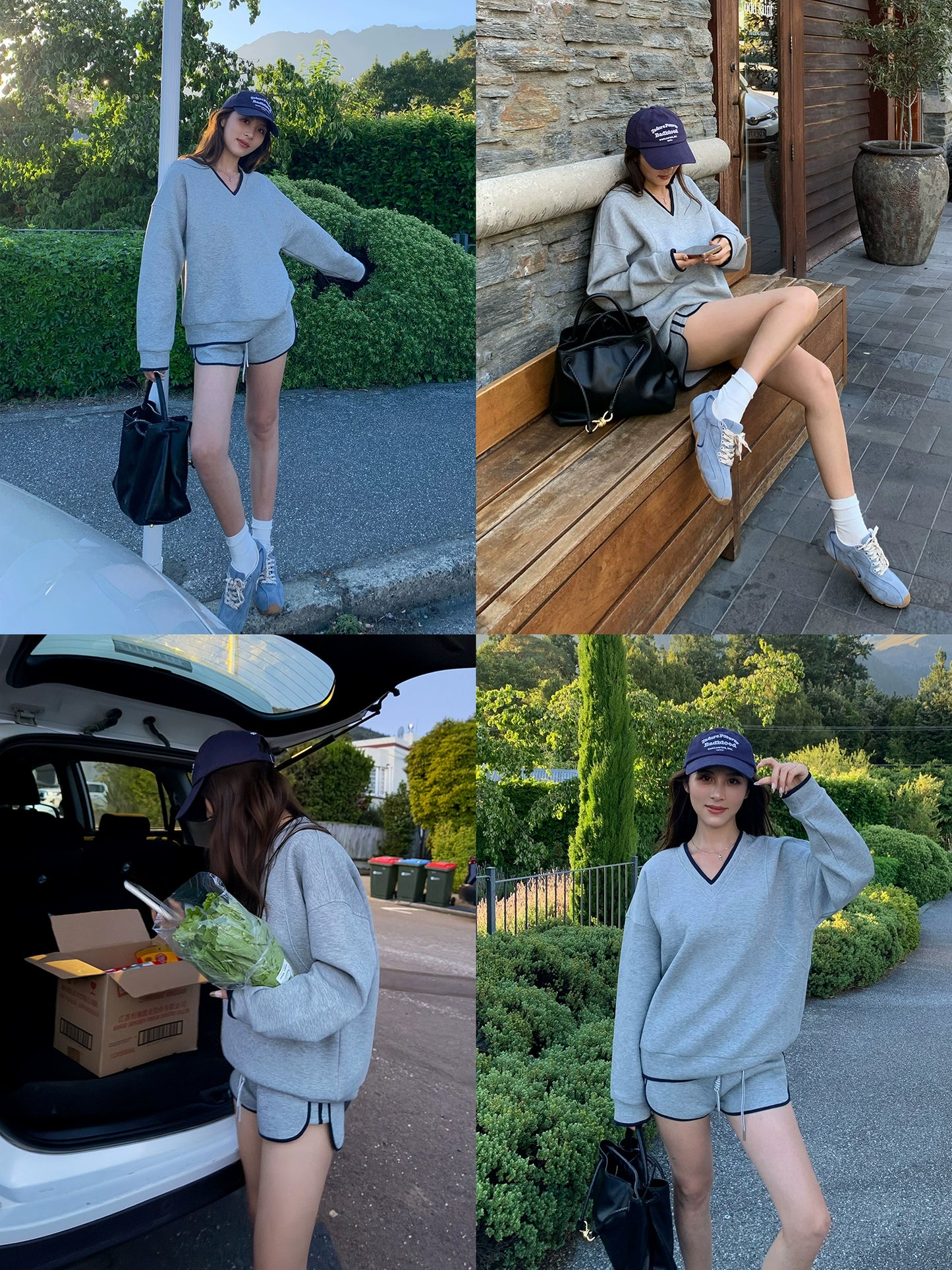 Vネックカラートリムスウェット(CZ363)