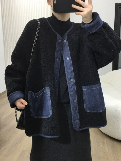 切り替えボアブルゾン｜もこもこジャケット（HU288）