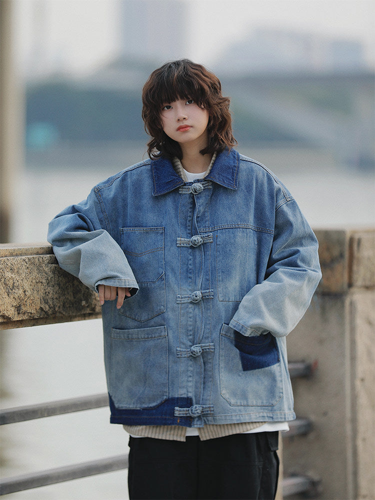 春秋デニム×盤扣チャイナジャケット（CAJ009）