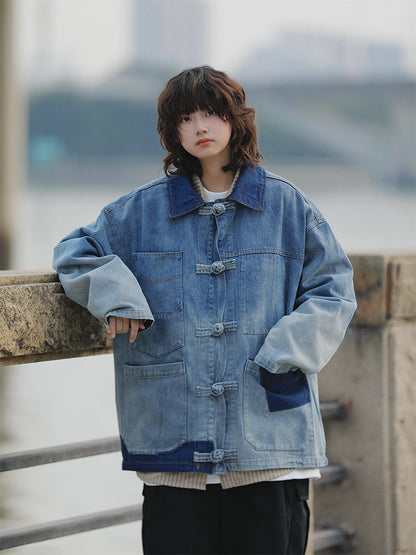 春秋デニム×盤扣チャイナジャケット（CAJ009）