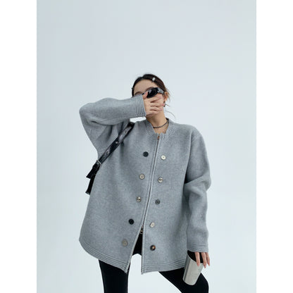 重磅小香風 加厚ニットカーディガン（オーバーサイズ）（AVN054）