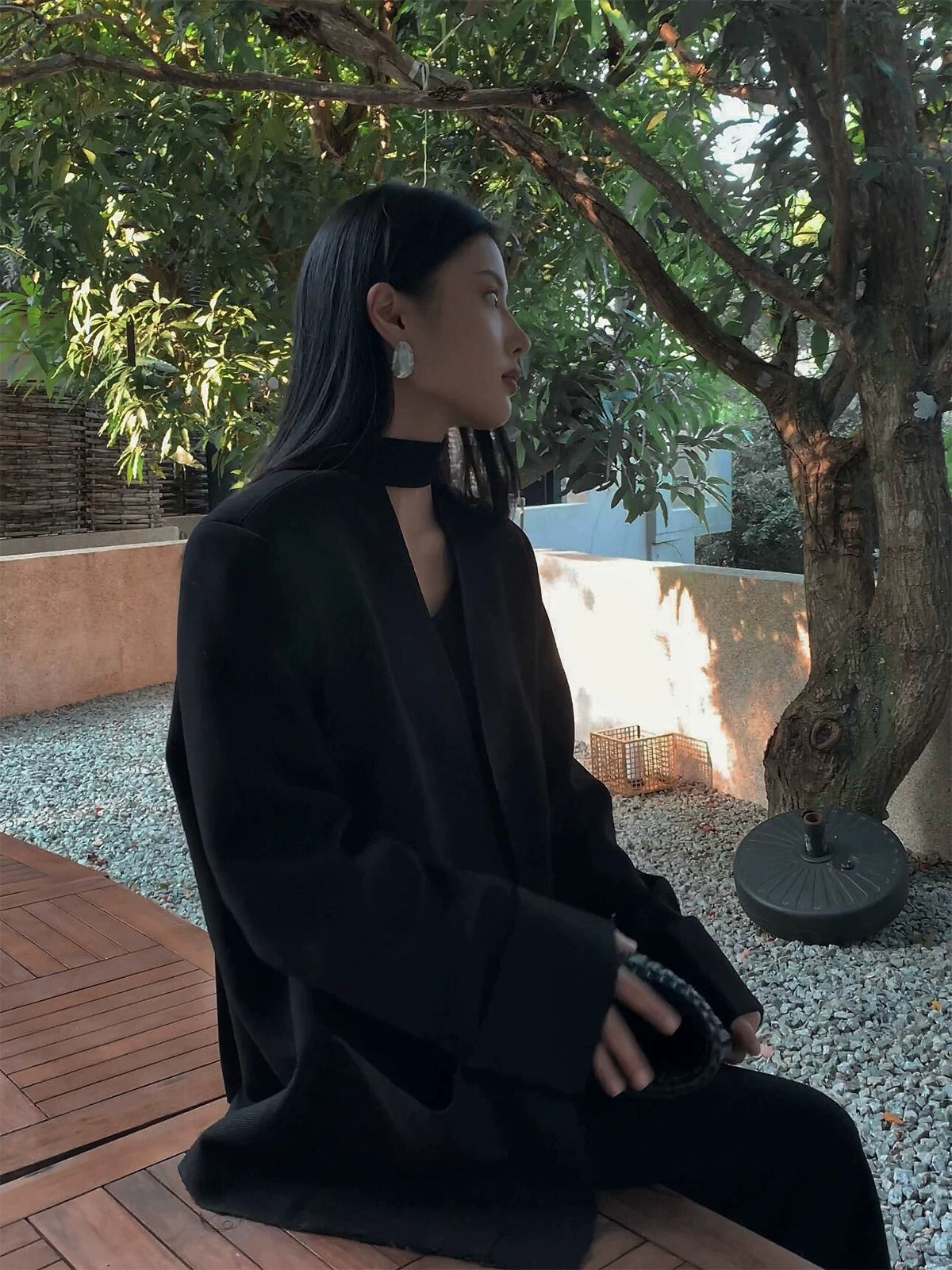 高級感ブラックテーラードジャケット(MF287)