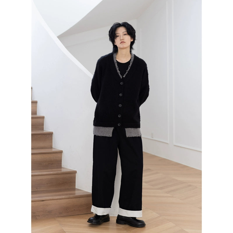 ピグメントモヘア配色カーディガン（HU600）