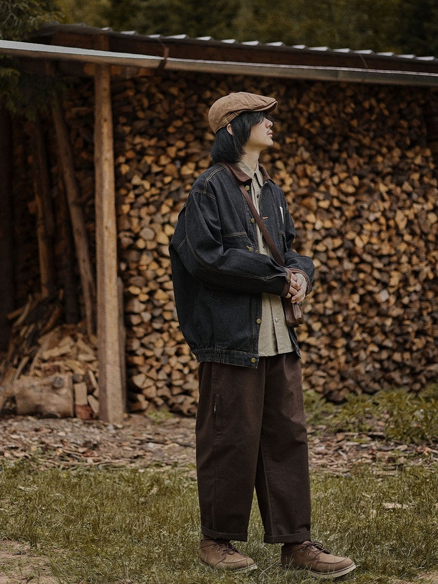 日系レトロ・ワイドテーパード工装パンツ（AVN003）