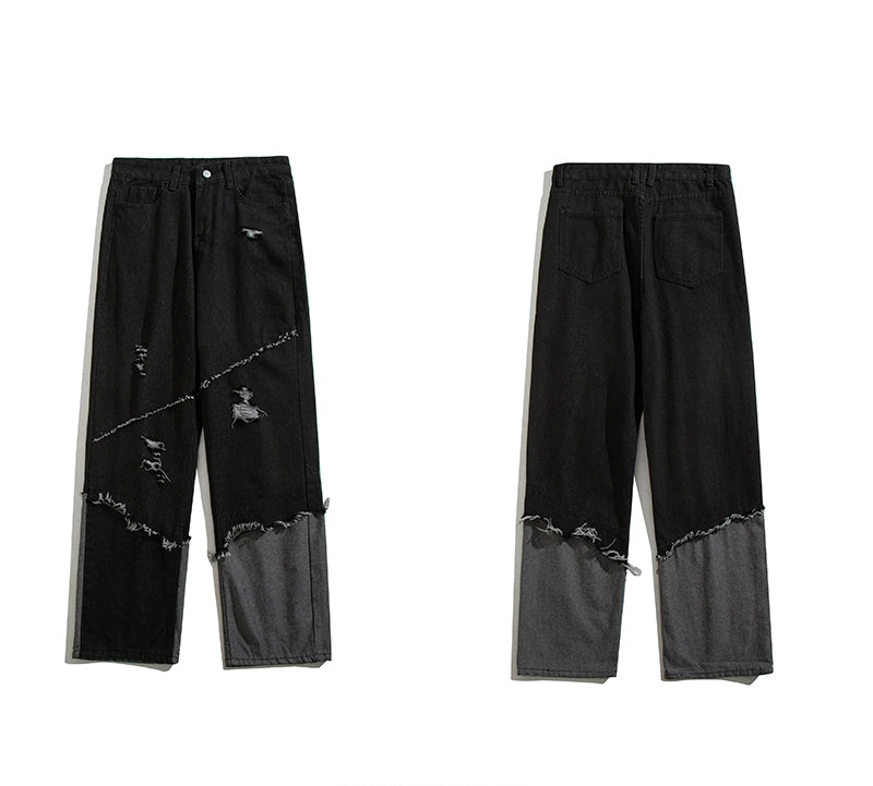 ピンキングデニム｜ワイドストレートパンツ（CZ058）