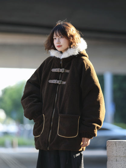 冬の羊ボアフードジャケット（CZ370）